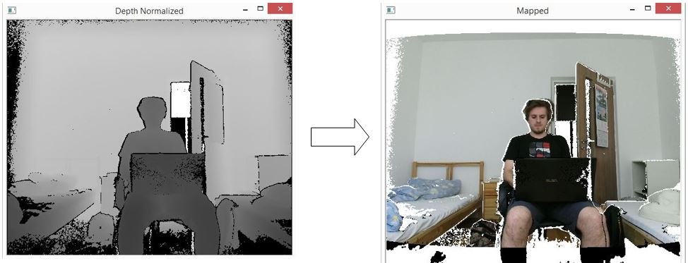 Results for Kinect, PMD, and OSU data. (a), (b) Kinect depth maps with